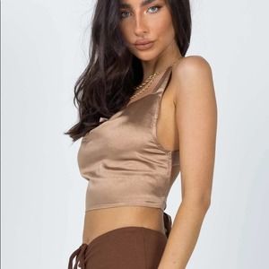 Women's Princess Polly RAELEEN TOP BROWN - US 4